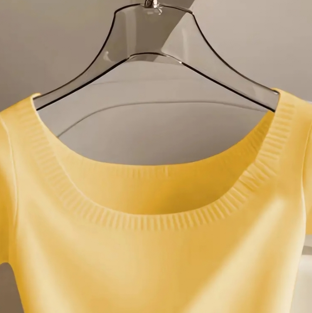 Sunny Yellow Short Sleeve Women's Top - Picture 2 of 4